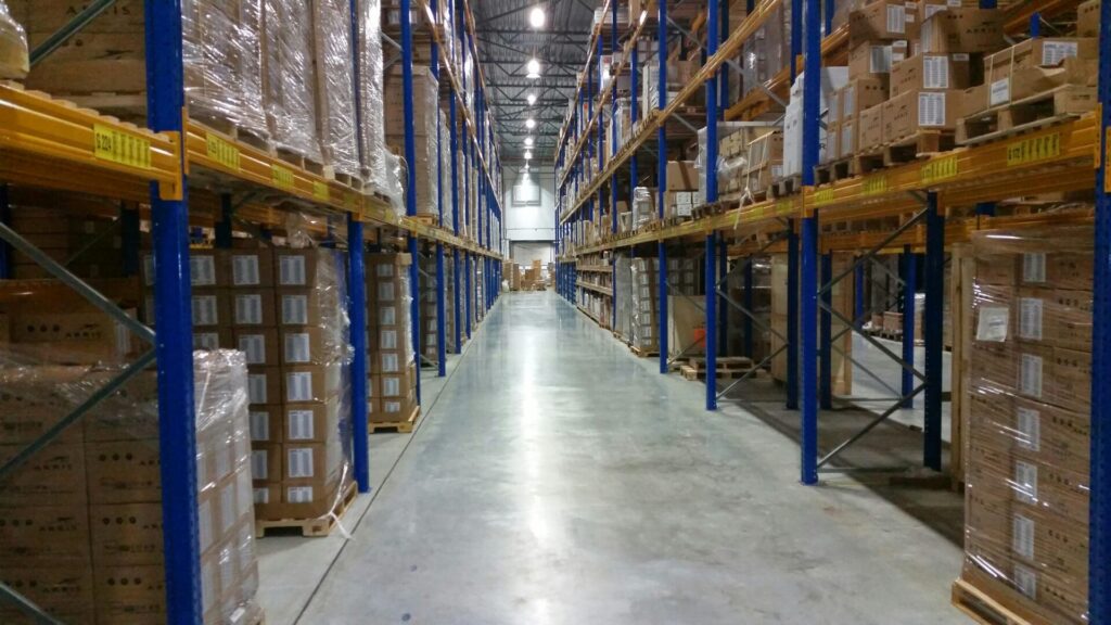 Polished concrete warehouse floor